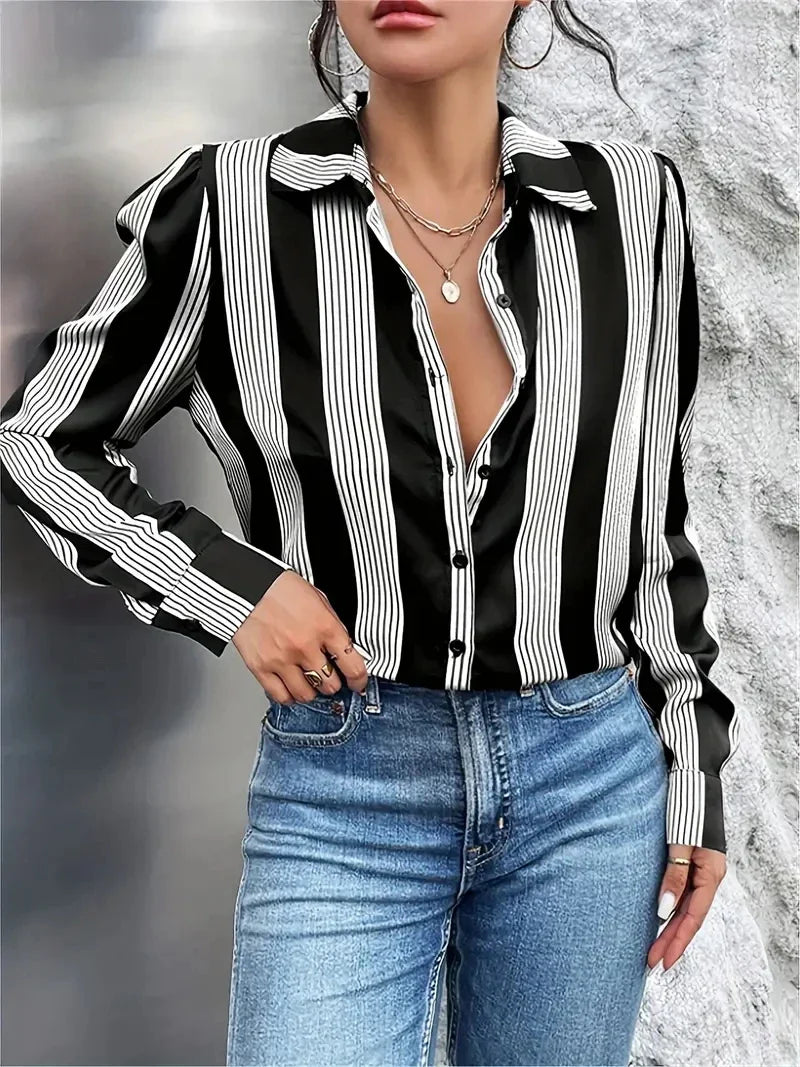 Camisa Social Feminina Striped