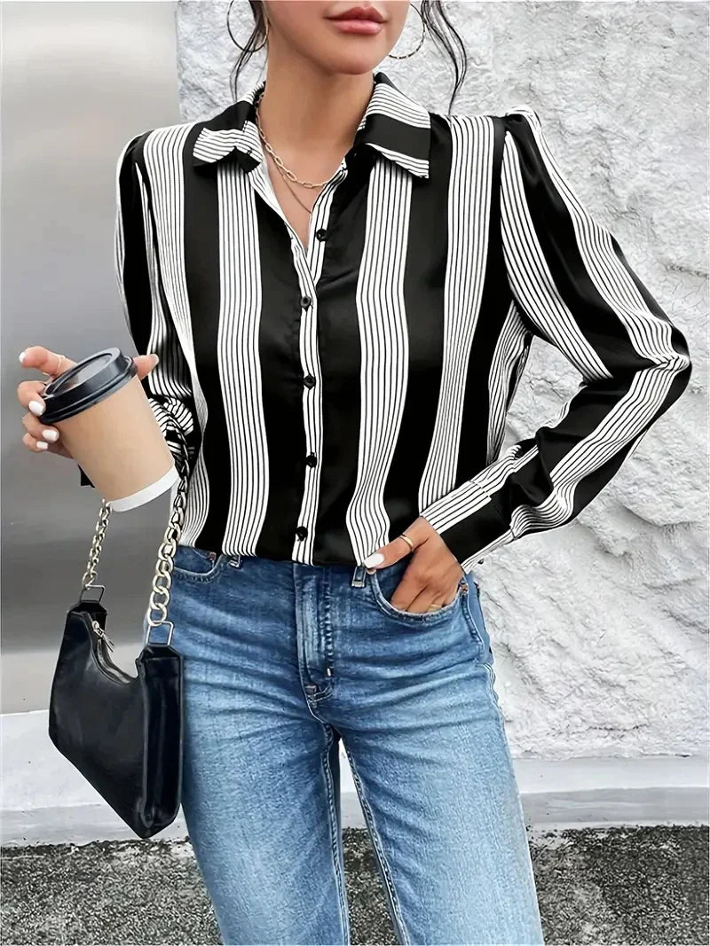 Camisa Social Feminina Striped